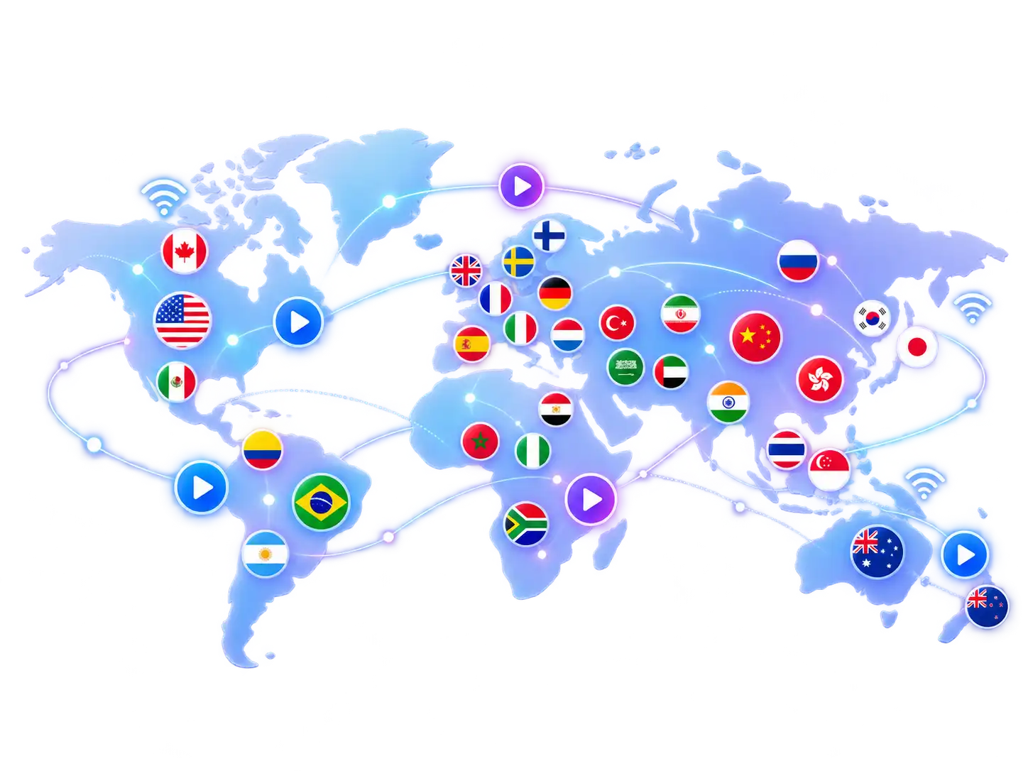World map of IPTV live channel regions